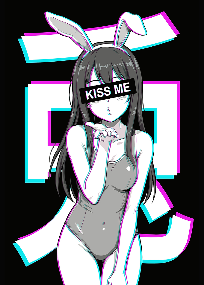 Anime Girl with Bunny Ears