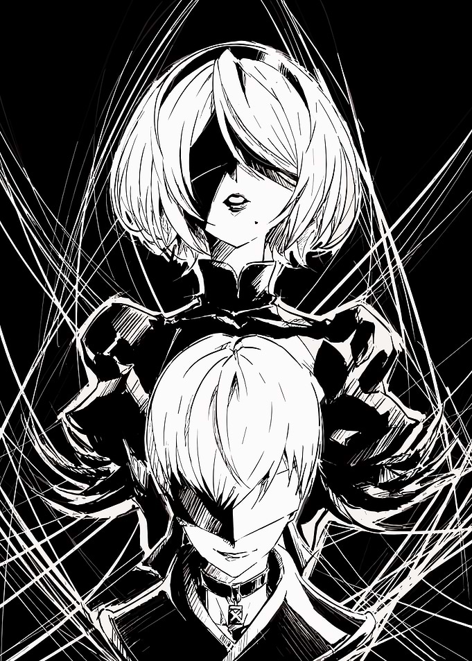 Nier Automata 2B and 9S Illustration