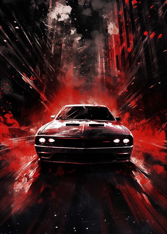 Red and Black Muscle Car