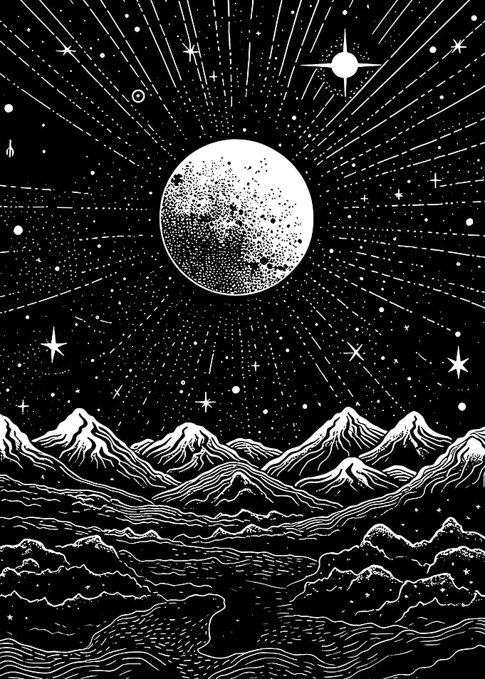 Monochrome Lunar Landscape
