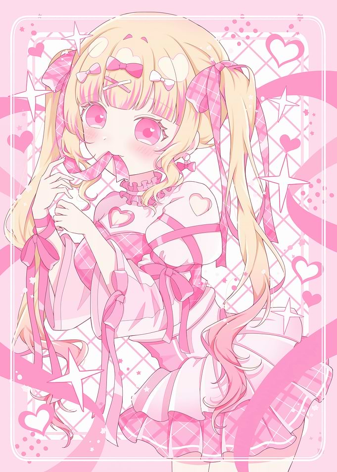 Pink Anime Girl with Ribbons