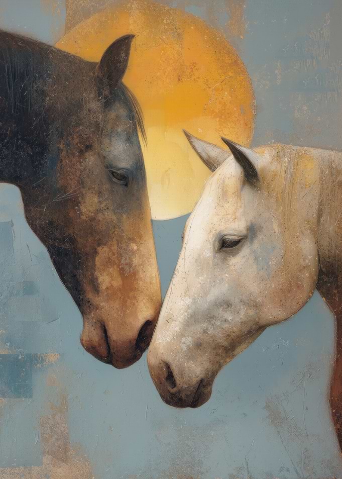 Two Horses Under a Golden Sun