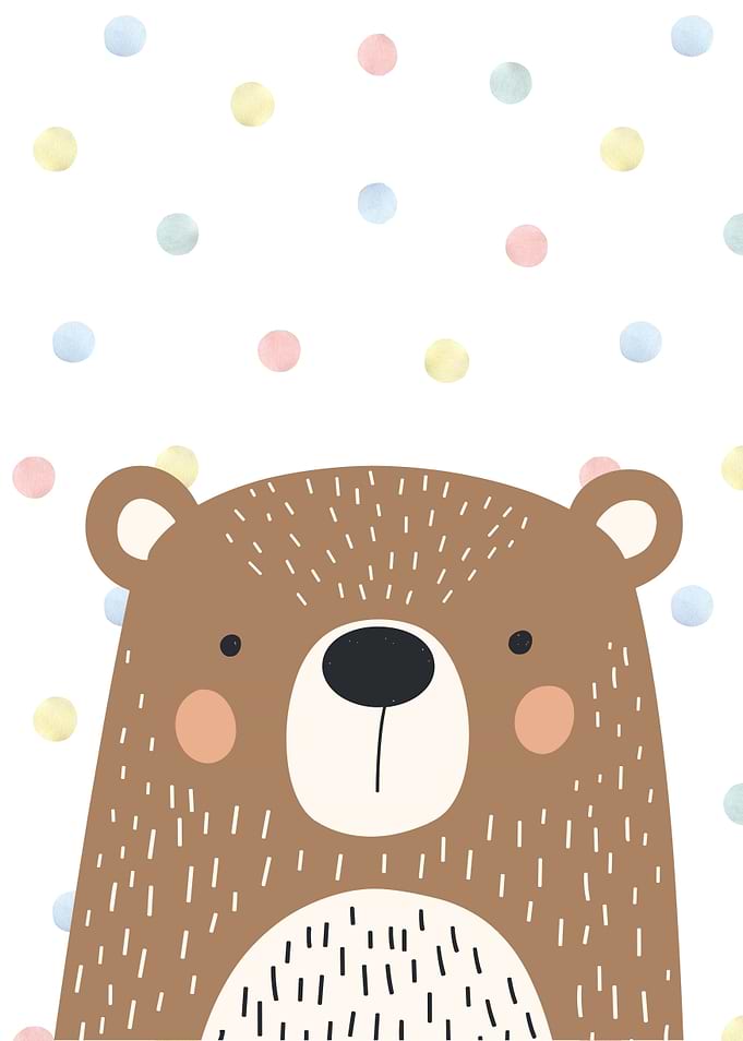 Cute Bear with Polka Dot Background