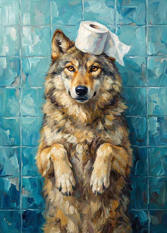 Wolf with Toilet Paper