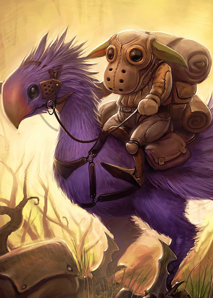 Purple Bird and Stuffed Rider