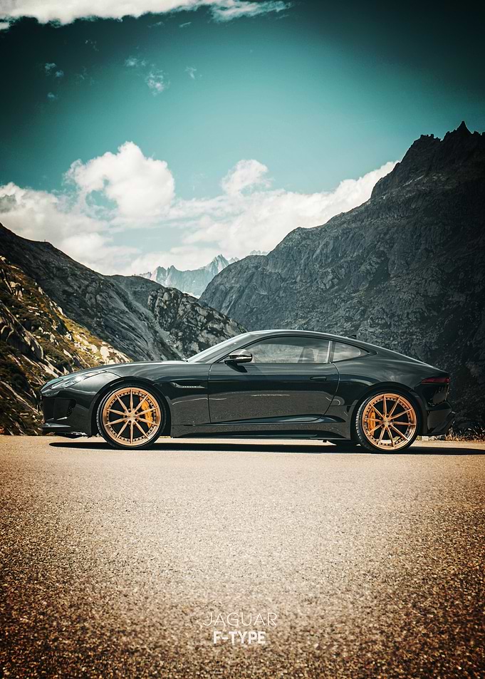 Jaguar F-Type in Mountain Landscape Poster