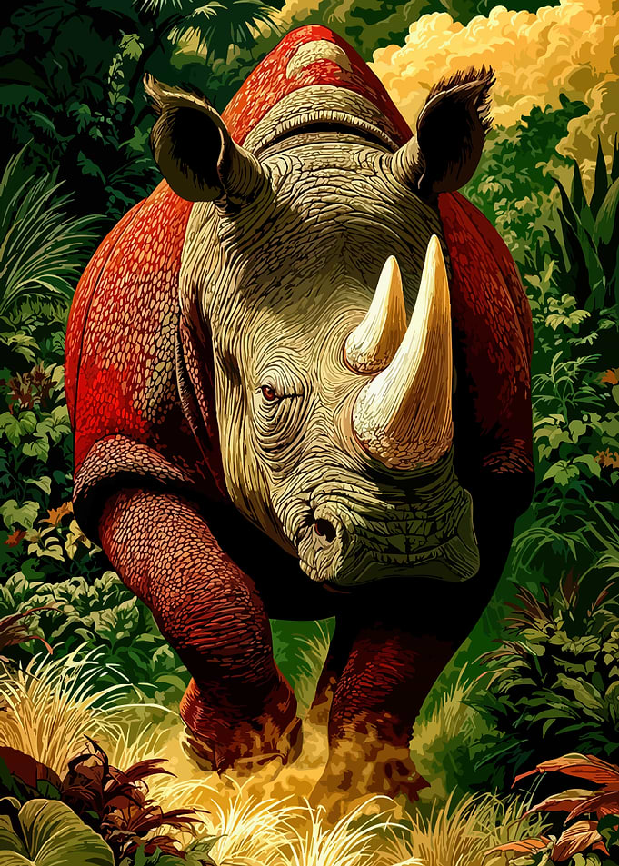 Red Rhinoceros in Jungle