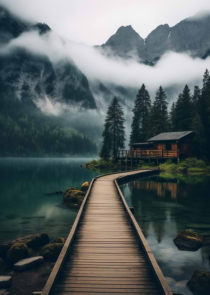 Lake Cabin Wooden Path