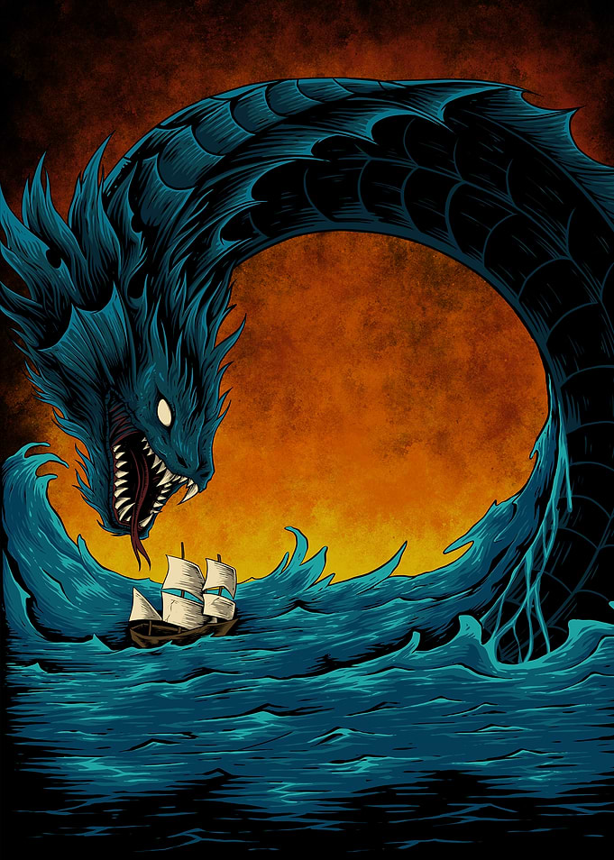 Sea Serpent Attack on Sailing Ship