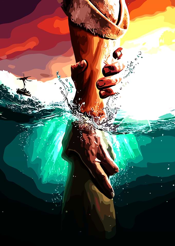Jesus saves his disciple