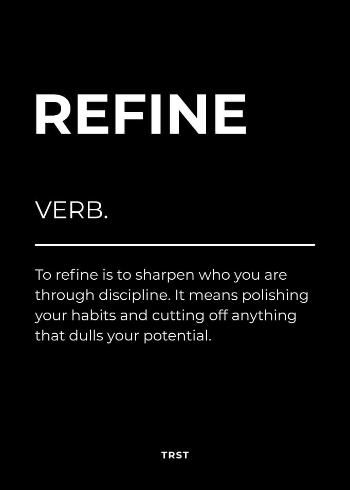 Refine – Minimalist Black & White Motivational Definition Wall Art