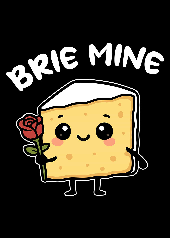 Brie Mine Cartoon Cheese With Rose