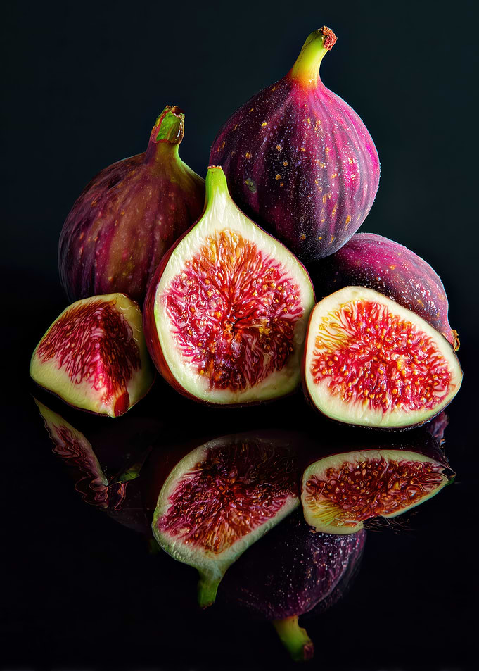 Still Life of Figs on Black