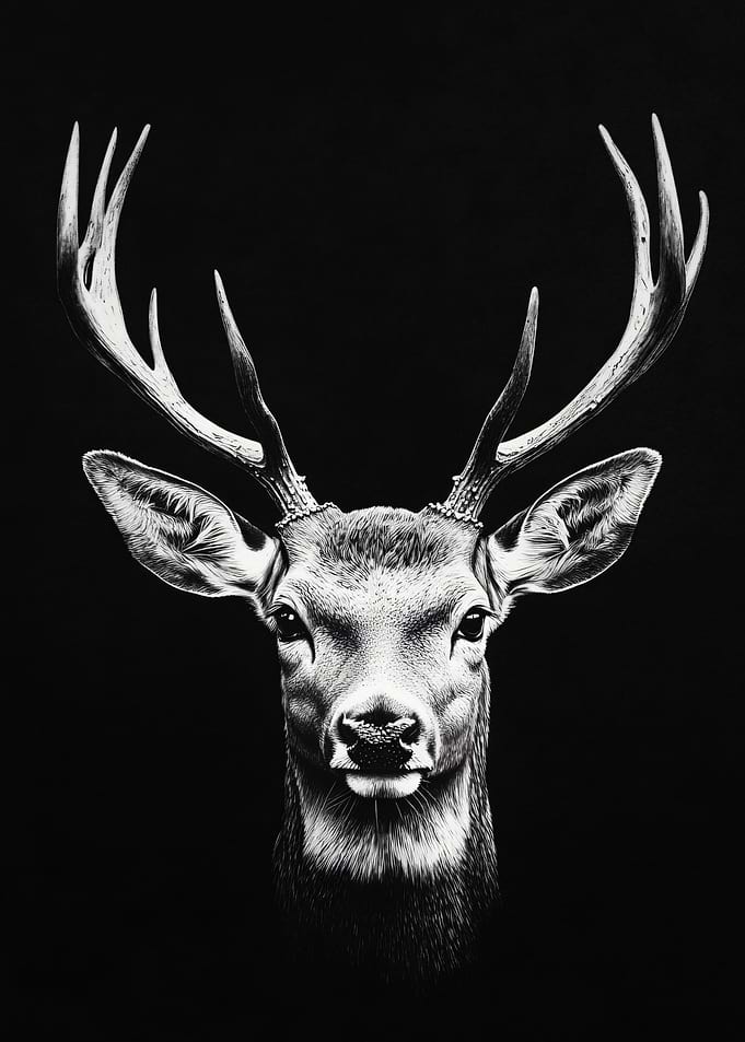 Monochrome Deer Portrait