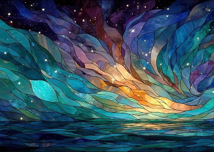 Stained Glass Sky and Water