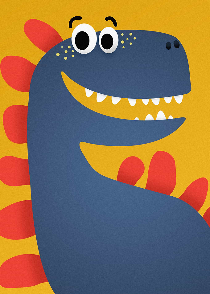 Colorful Dinosaur Baby Room Poster – Cute and Playful Nursery Art