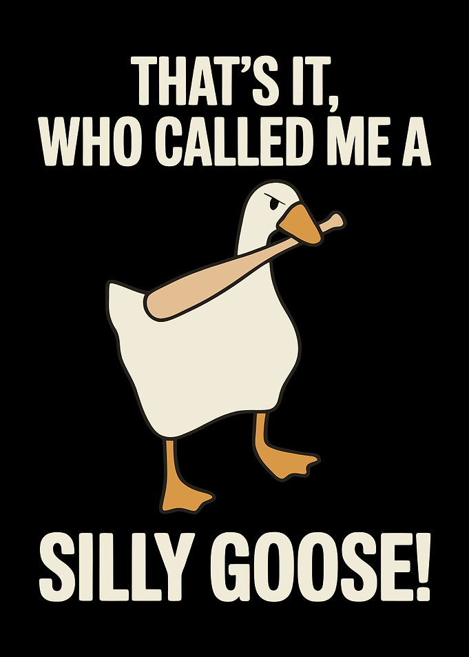 Funny Angry Goose with Baseball Bat