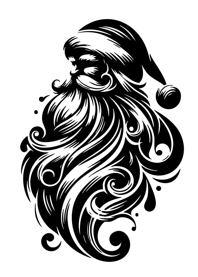 Santa Claus Black and White Illustration