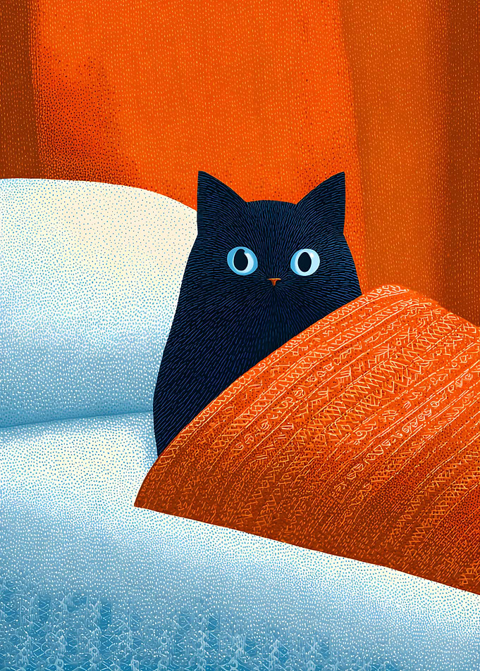 Black Cat in Bed
