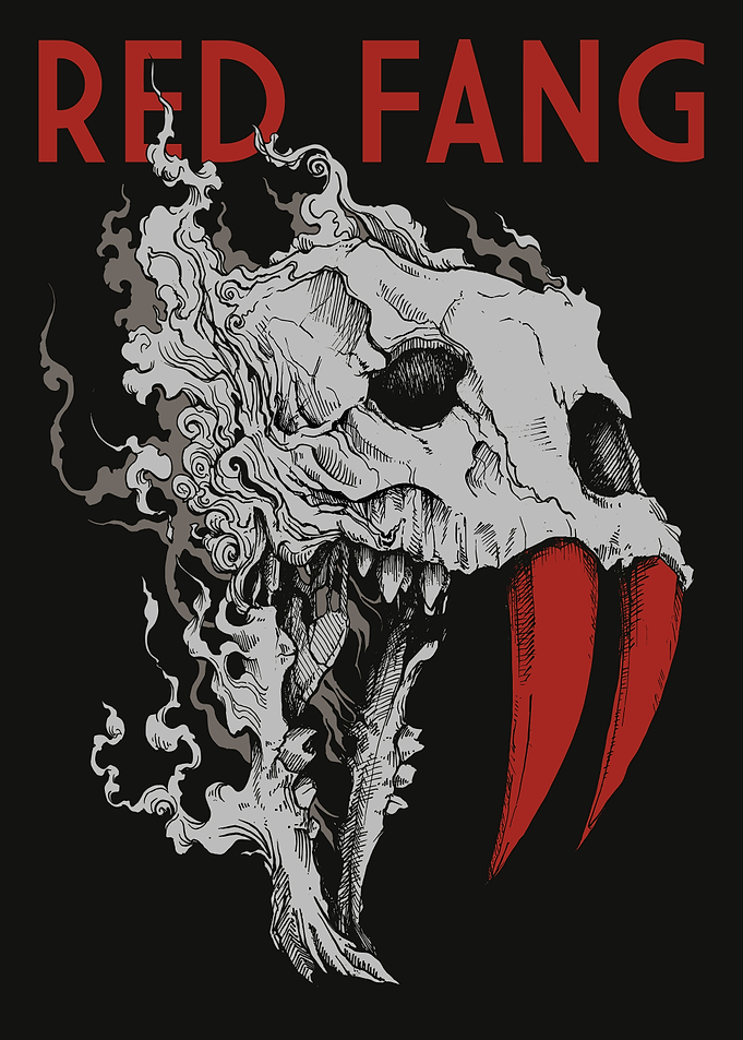 Red Fang Skull Illustration