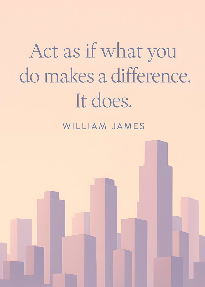 Inspirational Quote with Cityscape Silhouette