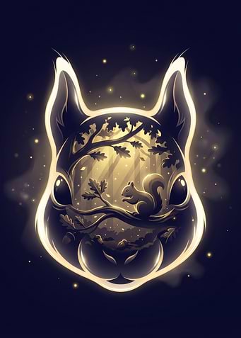 Squirrel Silhouette Forest Scene