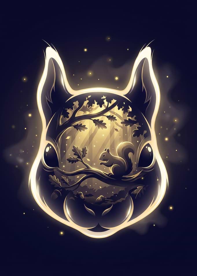 Squirrel Silhouette Forest Scene
