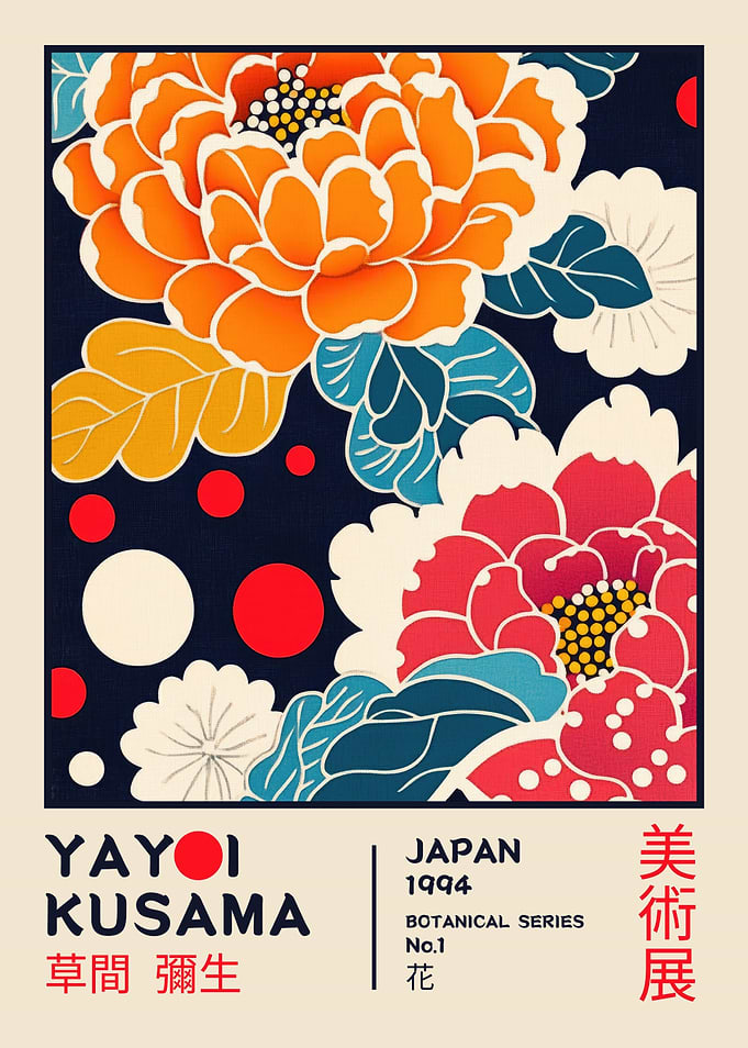 Yayoi Kusama Floral Retro Exhibition Poster