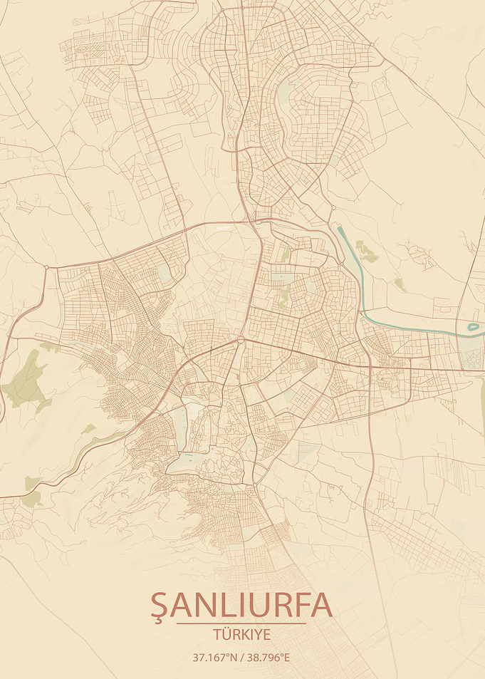Şanlıurfa, Türkiye Vintage Style City Map