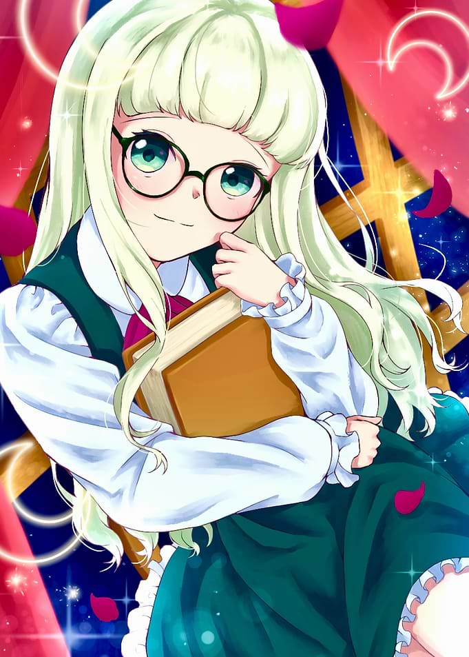 Anime Girl with Book and Glasses