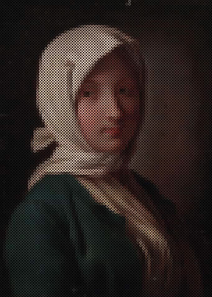 A girl in a blue jacket and white headscarf
