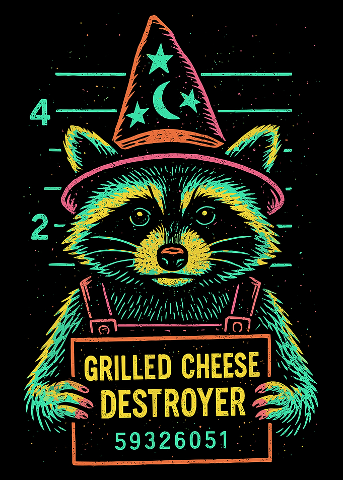 Grilled Cheese Destroyer Raccoon Mugshot
