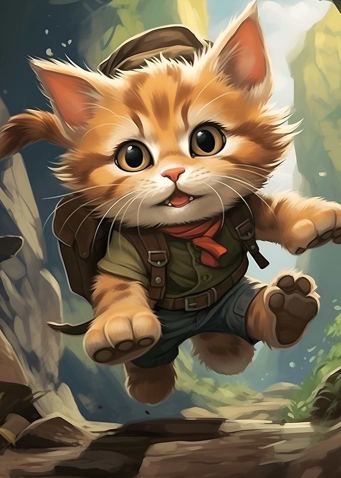 Adventurous Kitten Cartoon Character