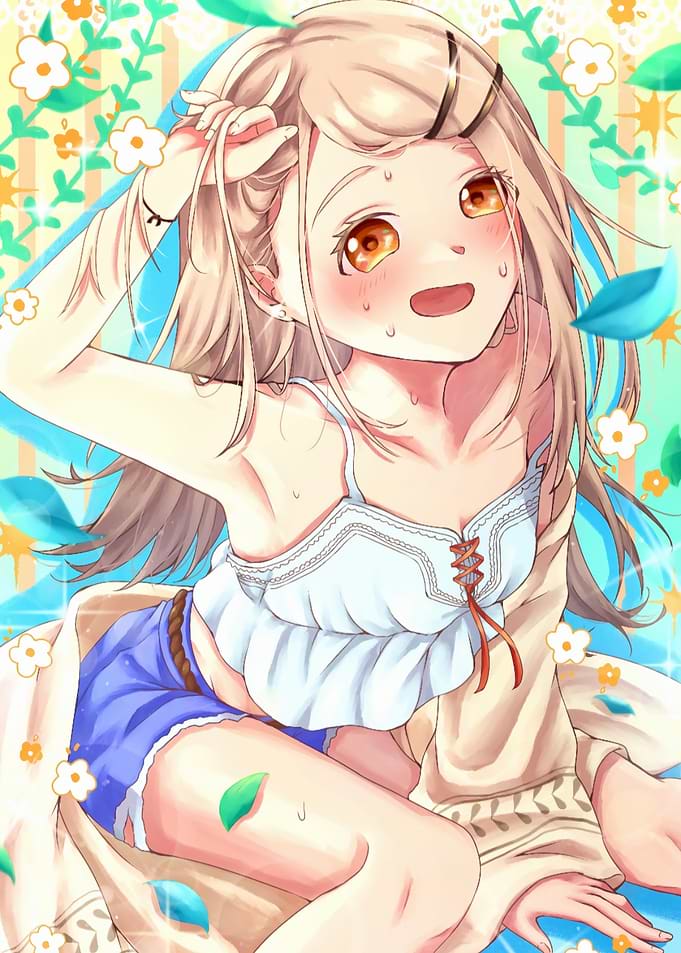 Anime Girl in Floral Setting