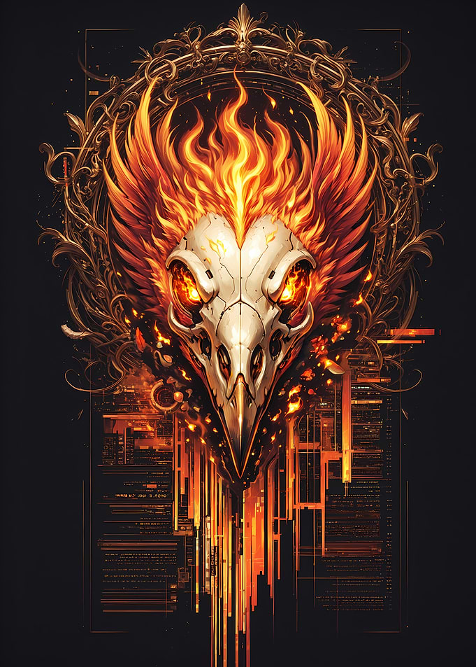 Flame Phoenix Skull Coding