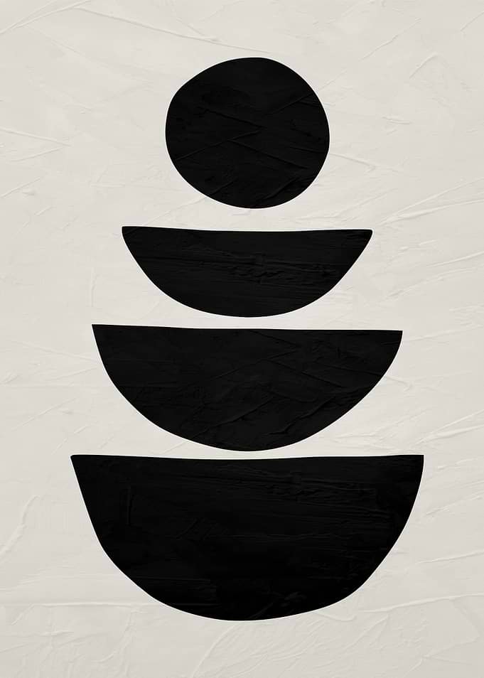 Abstract Black Shapes on Beige Background