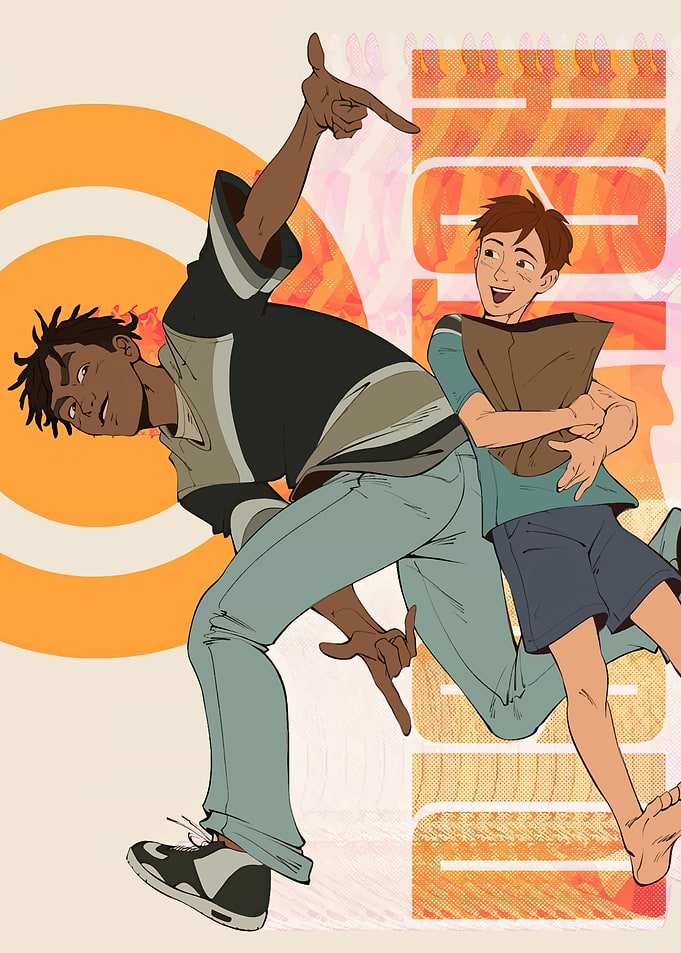 Two Friends in Dynamic Poses
