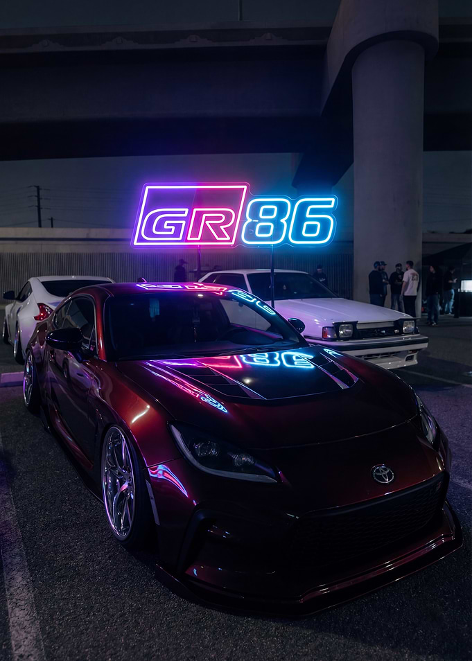 Stanced GR86 with Neon Sign