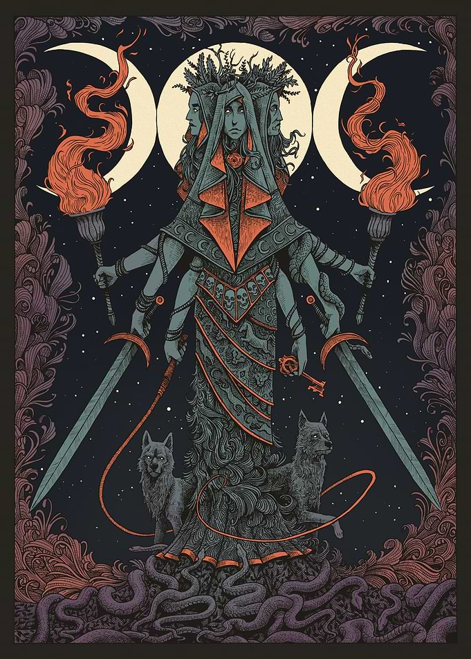 Hekate, Goddess of magic. Colour version.