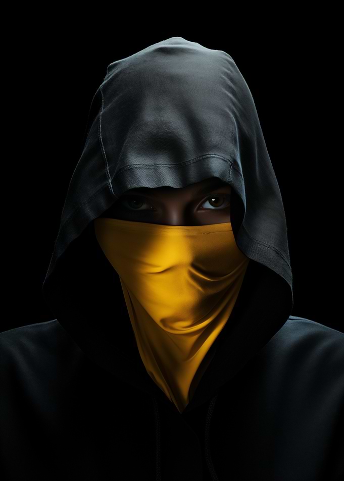 Hooded Figure Yellow Mask