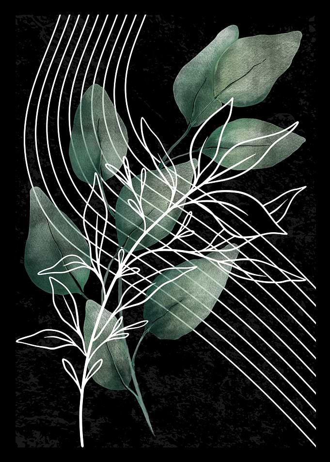 Botanical Art with White Lines