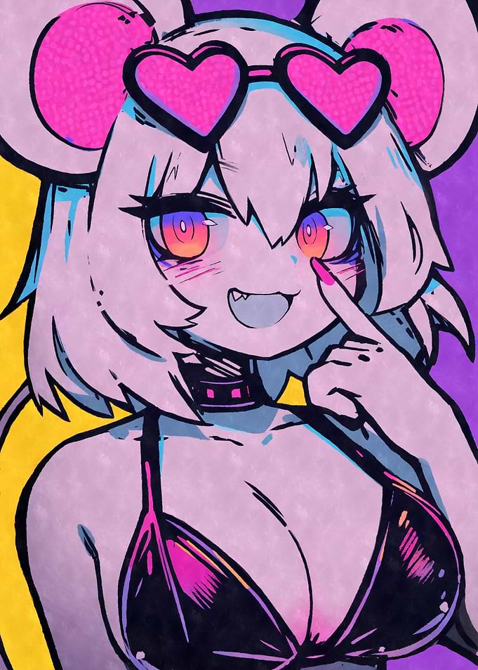 Mouse Girl with Heart Sunglasses