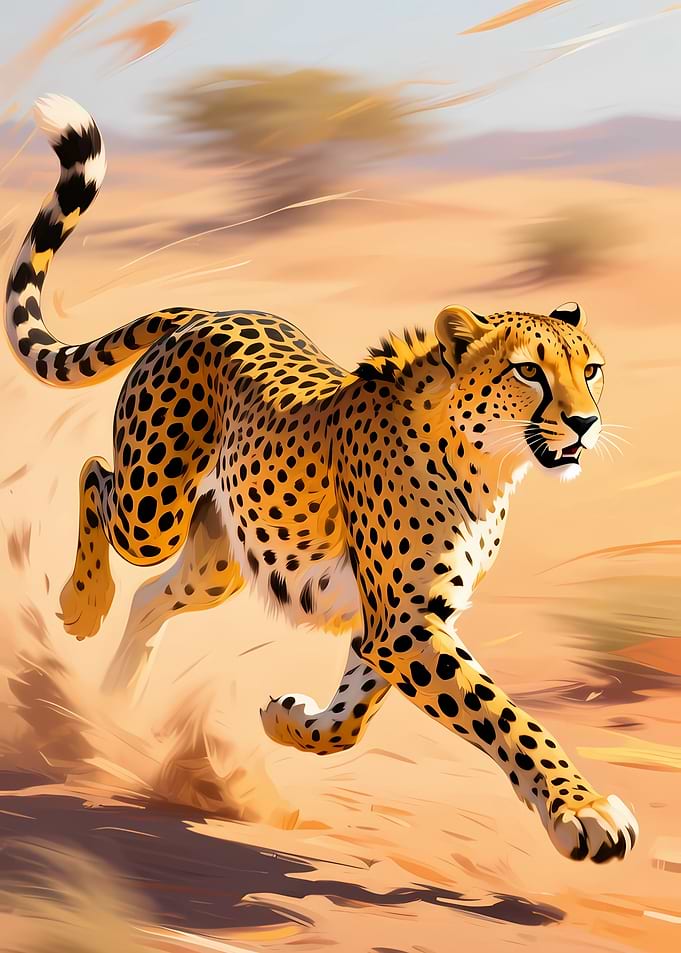 Cheetah Running in the Desert