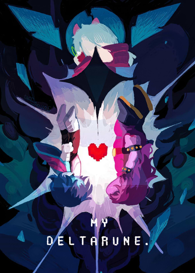Deltarune fan art with Ralsei and Susie