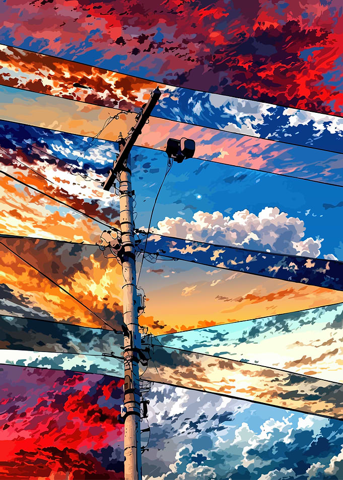 Sky Slices with Utility Pole