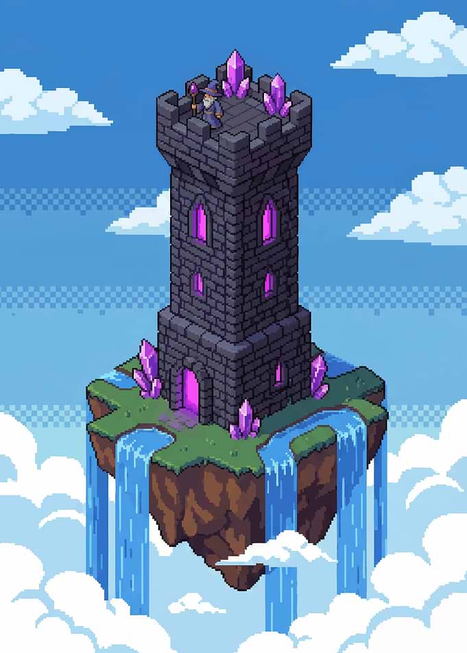 Pixel Art Wizard Tower in the Sky