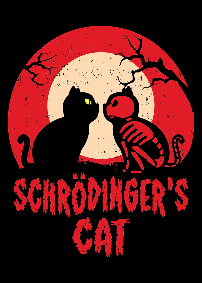 Schrödinger's Cat Halloween Illustration