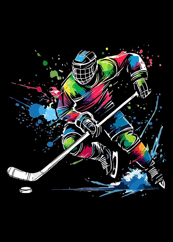 Colorful Hockey Player Illustration