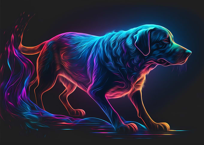 Neon Labrador Dog Portrait