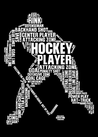 Hockey Player Word Cloud Silhouette